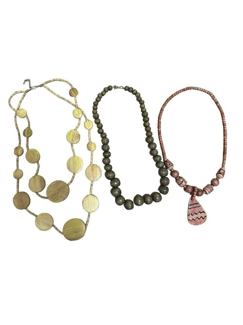 Wooden Beads Bundle of 3 Necklaces